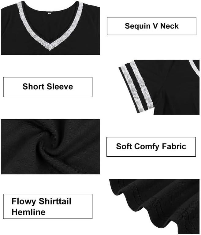 TIYOMI Plus Size Tops for Women V Neck Raglan T-Shirt Short Sleeve Summer Shirts Casual Loose Tunic Blouse - Image 5