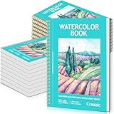 Creazic Paquete de 20 blocs de papel de acuarela, 5.5 x 8.5 pulgadas (300 g) – encuadernado en espiral con línea fácil de rasgar, diario de acuarela, cuaderno de bocetos de acuarela para niños y