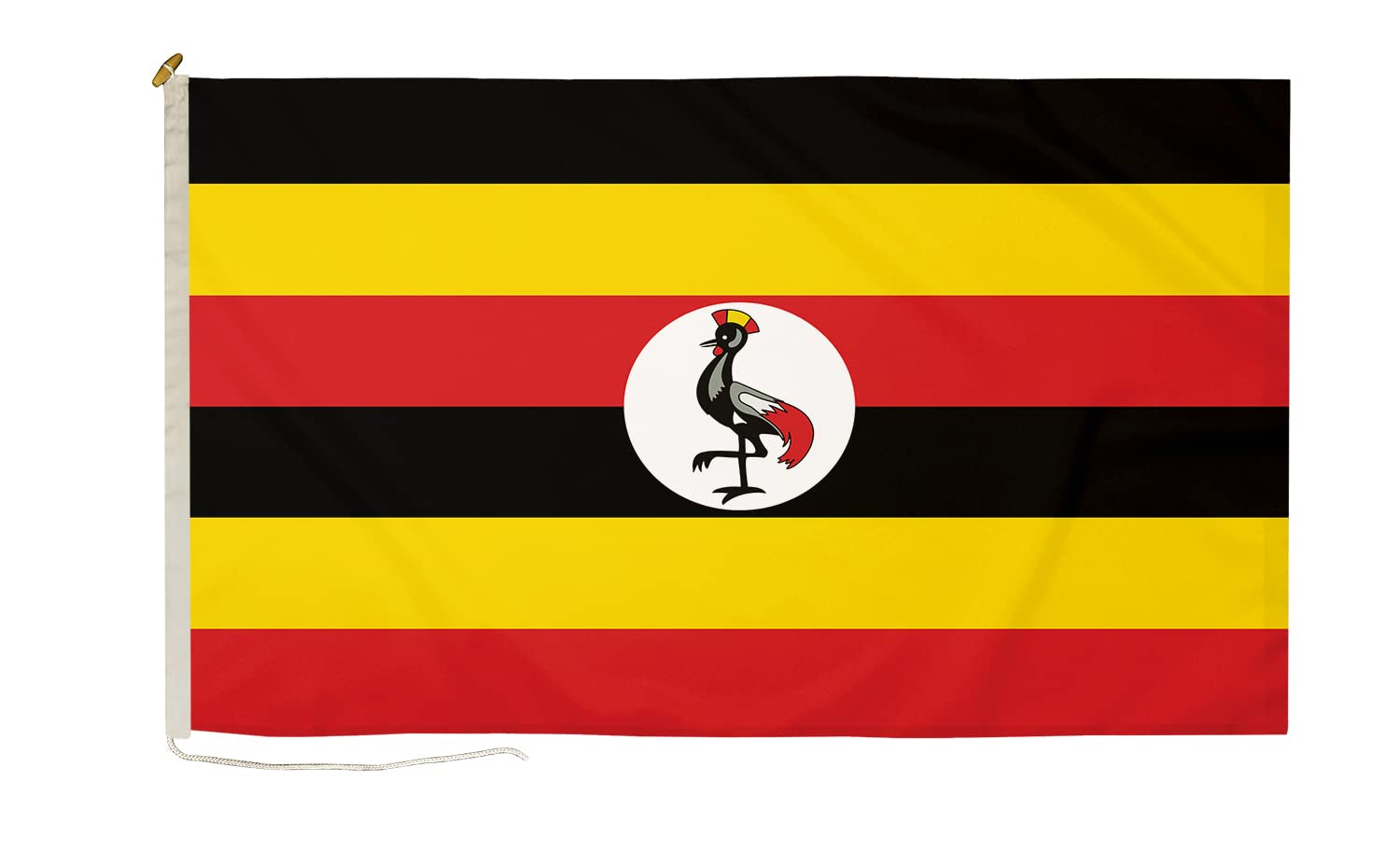 DuraFlag Uganda Small Courtesy 20x12" Rope and Toggled Premium Quality 50x30cm Flag