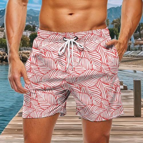 Floral Shorts Men,Floral Tropical Shorts for Men - Quick Dry Swim Trunks Elastic Waist Swimwear with Pockets for4