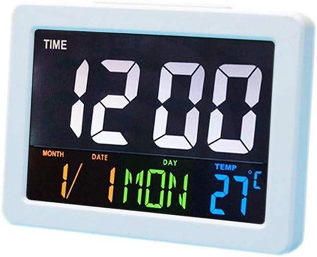 HJsheng Modern Fashion Home LED Digital Desk Clock - Bedside Large Screen LED Alarm Clock with Date, Temperature (White)