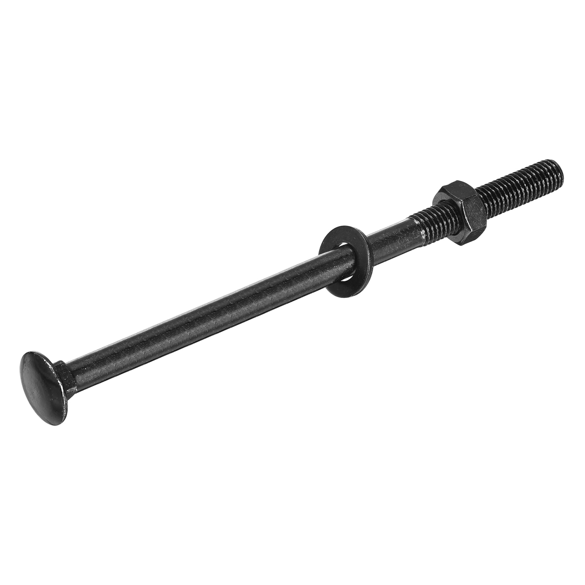 QUARKZMAN M10x200mm Bulloni A Testa Tonda Con Collo Quadrato Con Dadi E Rondelle, 12Set 304 Acciaio Inossidabile Bulloni A Testa Tonda Con Collo Quadrato, Nero