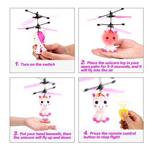 Flying Unicorn Toys Flying Fairy Toys for Girls Flying Ball RC Helicopter with Remote Control Hand Controlled Horse Unicorn Birthday for 3 4 5 6 7 8 9 Year Old Girls Boys Kids - Thumbnail 6