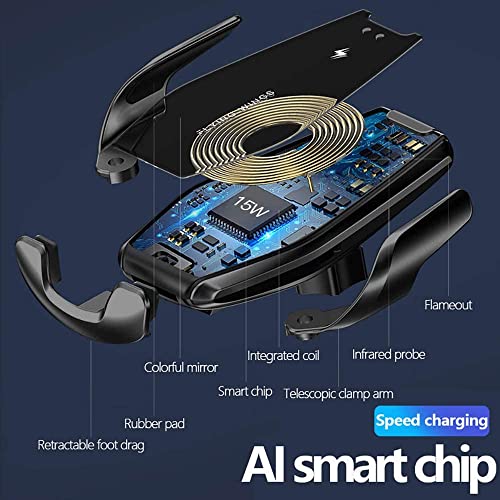 Wireless Car Charger Mount, Infrared Sensor Automatic Clamping Mount 15W Fast Wireless Car Phone Holder For Apple Iphone 13/14/12/X/Xr/Xs, Sensor Air Vent Cell Phone Car Mount For Samsung Galaxy/Note #TOP4