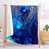 Himlaya Manta Felpa de Sofá Reversible Cobijas de Invierno Grandes Infantil Adulto Impresión de mármol 3D Bedding Manta de Felpa Suave Oficina Mantas de Cama (120x90cm,Azul Klein)