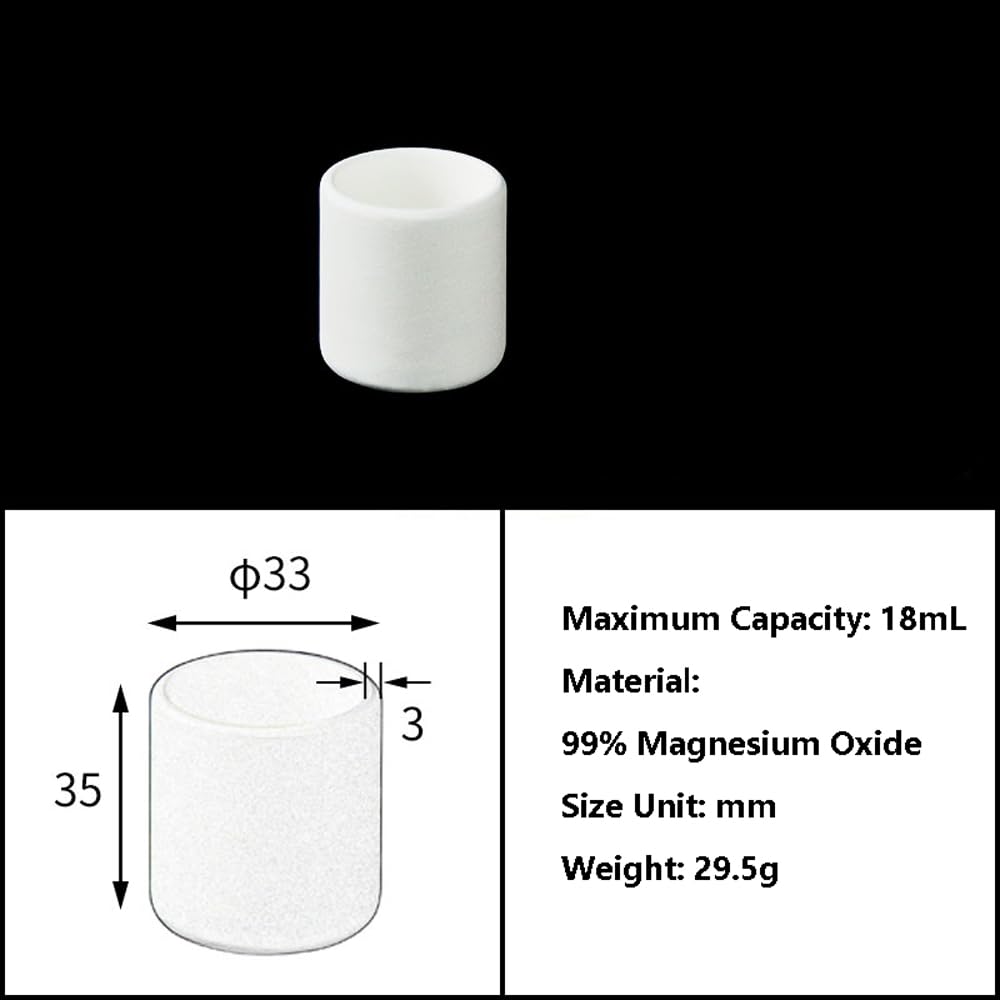 Crogiolo cilindrico in magnesia ad alta temperatura, 1 pezzo, barca tubolare in porcellana ceramica MgO, temperatura massima 2200℃(33 * 35mm (18mL))