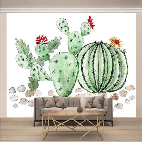 Papel Pintado 3D Sala De Estar Sofá Vegetación Paisaje De Cactus Mural Moderno Dormitorio-300Cm×210Cm