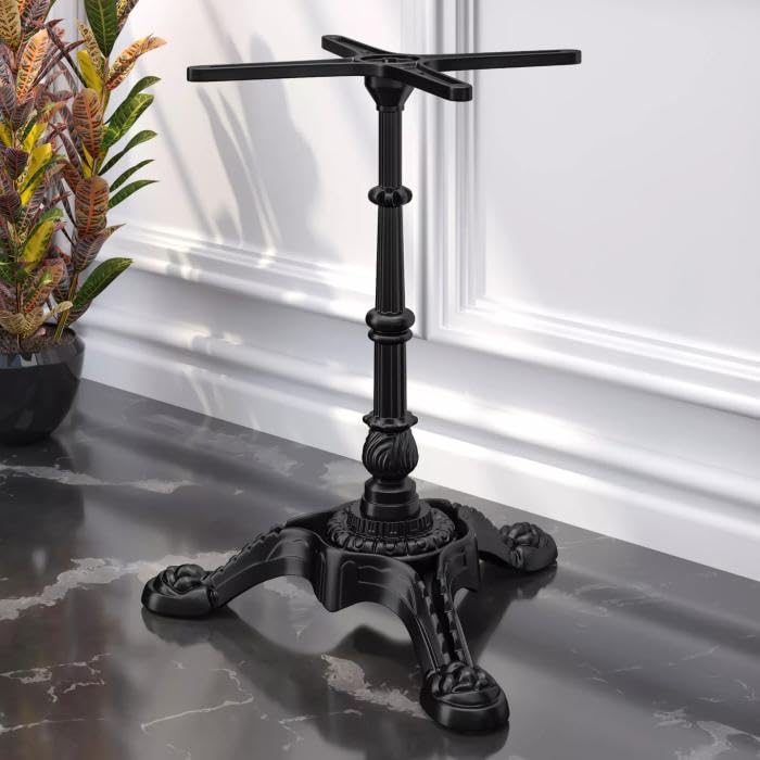 Paris | Bistro Tischgestell | Schwarz | 3 Fuß: Ø 50 cm | Säule: 72 cm | Gusseisen | Gesamthöhe: 72cm | max: Ø60cm Tischplatte