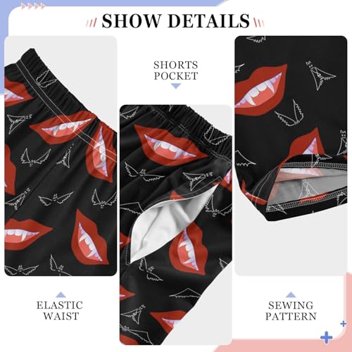 ZZXXB Bat Mouth Print Boys Long Pants Soft Trousers Elastic Waist Kids Lounge Bottoms with Pockets S-XL4