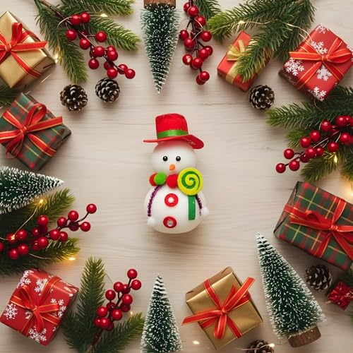 Image of Crackles Snowman Decoration 18CM with Scarf & Hat | Cute Christmas Snowman Figurine for Table, Home & Xmas Tree Decor | Festive Ornament for Party & Gifts