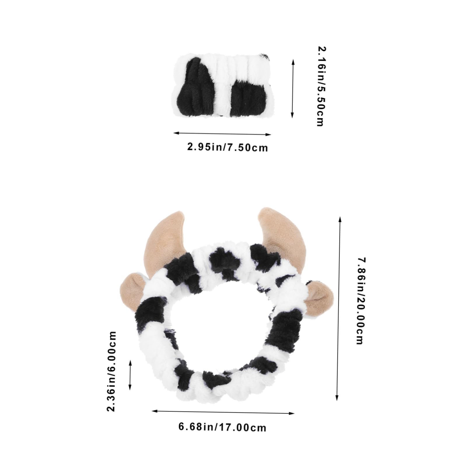Holibanna Cow Print Spa Headband with Elastic Wrist Bands Set for Women Girls Face Wash Makeup Hair Band Skincare Accessory - Image 3