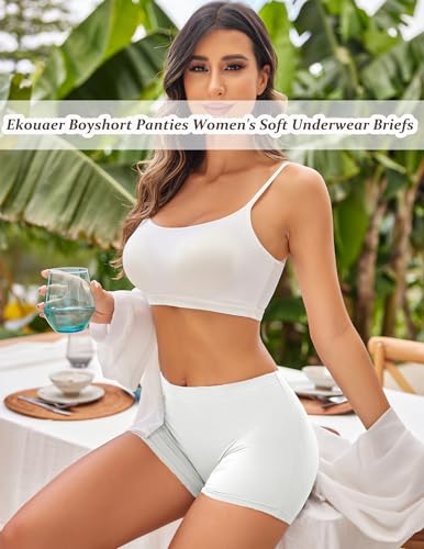 Image of Ekouaer Boyshort Panties Women's Soft Underwear Briefs Invisible Hipster 3 Pack Or 4 Pack Seamless Boxer Brief Panties S-XXL
