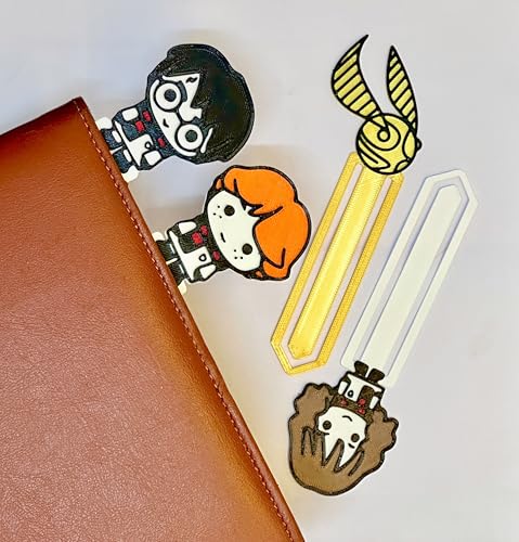 Image of Pack of 4 | Wizarding World Bookmarks | HP Theme Collection with Owl Post, Lightning, Platform 9, Deathly Hallows Designs | Ecofriendly Bioplastic (Magic Wizard Chibi Bookmarks)