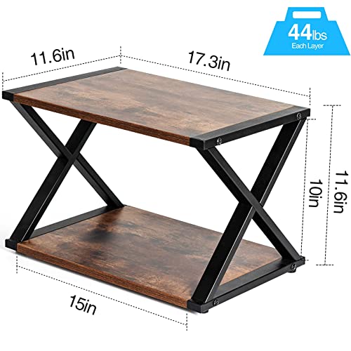 ZENPHN-Desktop-Printer-Stand-Small-Home-Printer-Stand-2-Tier-Desk-Organizer-with-Adjustable-Non-Slip-Feet-for-Home-and-Office-Rustic-Brown