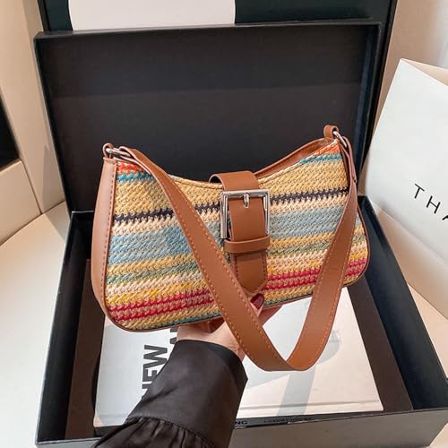 RTGGSEL Boho Summer Retro Women's Straw Rattan Beach Tote Bag Crossbody Shoulder Bags Hobo Underarm Handbag Straw Purse4