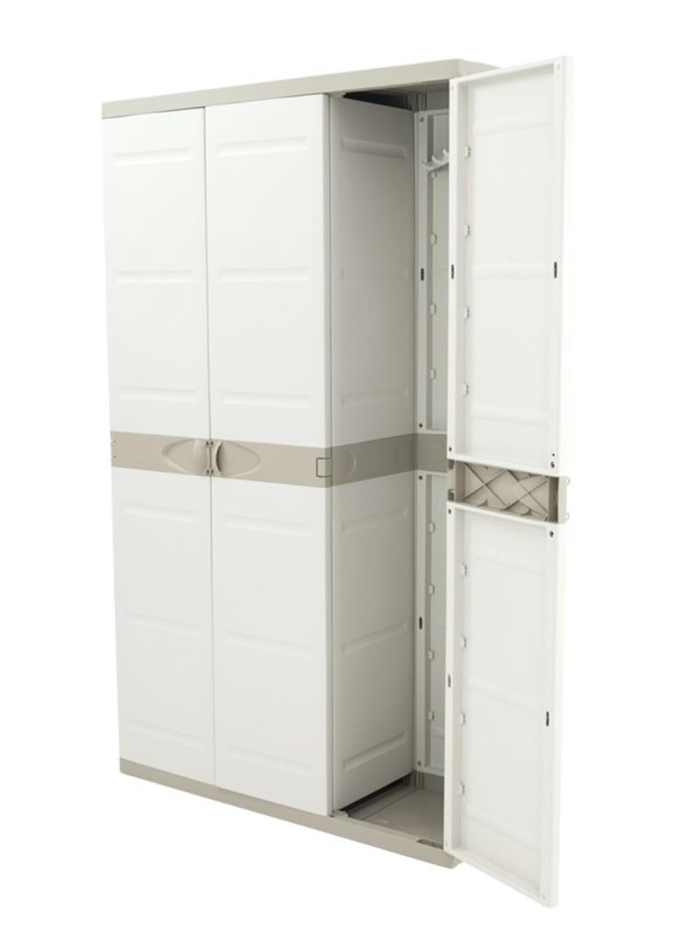 Recamania Armario Multiusos Exterior/Interior - 3 Puertas y 4 Baldas - 176 x 105 x 41 cm - Beige