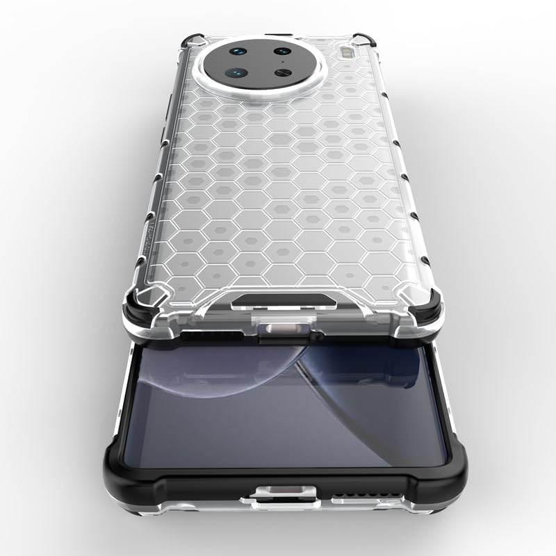 Image of Lustree TPU Honey Comb Armor Shock Proof Back Cover for for Vivo X90 5G (Transparent)