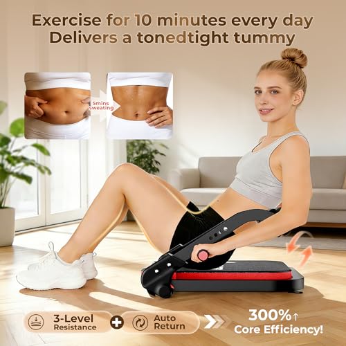 Image of Ab Machine,Sit Up Exercise Equipment& Core Machine,Adjustable Ab Trainer with 3 Resistance Levels and Removable Auxiliary Handle,perfect for home workouts and those looking to lose weight