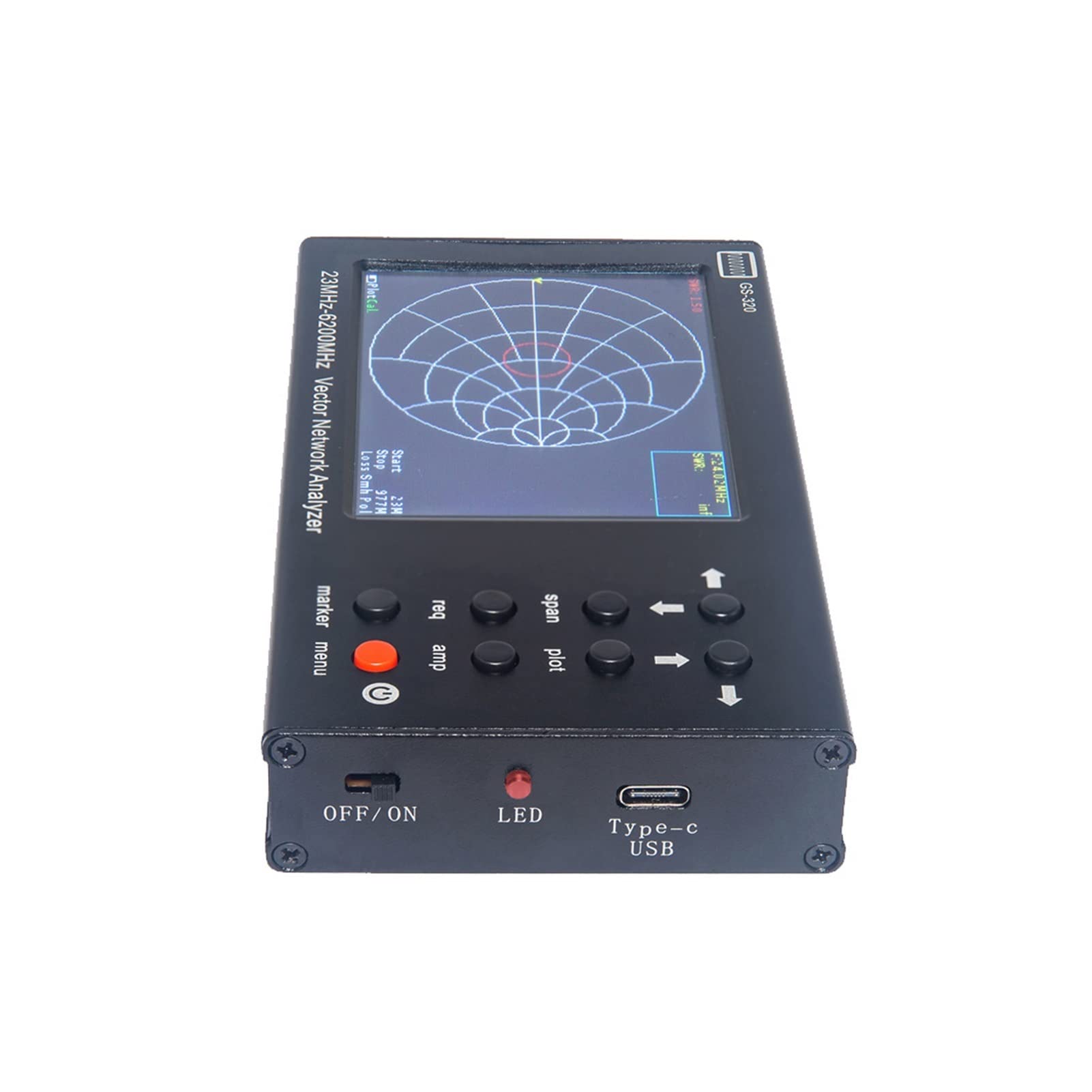 Analizador de Espectro, Analizador de red vectoriales de 3.2 pulgadas GS-320 Rango de frecuencia 23MHz-6200MHz Analizador de red de antena
