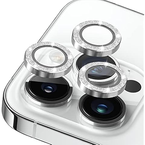 Potok for iPhone 14 Pro 6.1 inch /14 Pro Max 6.7 inch Camera Lens Protector, 9H Tempered Glass Diamonds Bling Lens Screen Protection Cover for iPhone 14 Pro Max /14 Pro (Bling-Silver) Cover