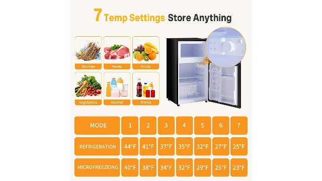 Image of NEWBULIG Mini Fridge with Freezer 3.2 Cu.Ft Small Refrigerator for Office, Dorm, Small Fridge with Adjustable Thermostat, Energy Saving, Dual Door, Black