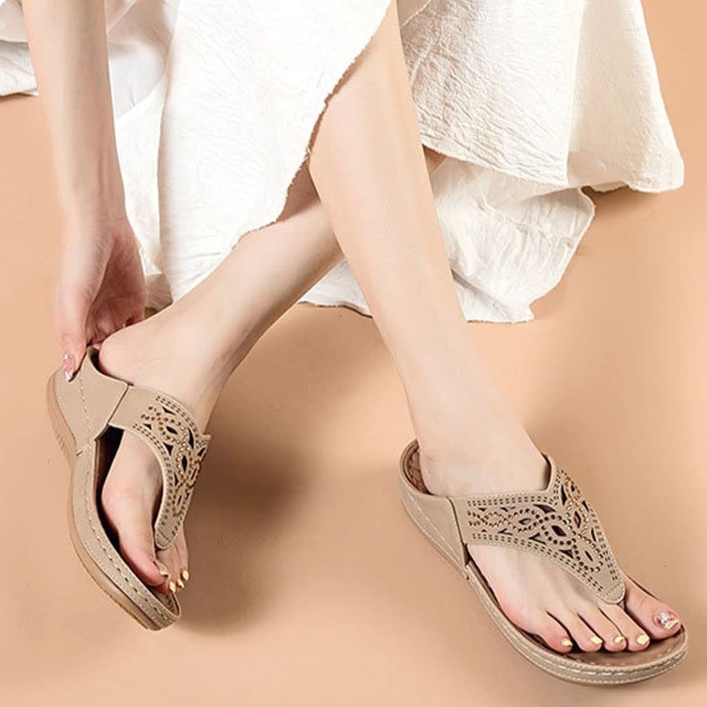 HSQMA Chanclas De Cuña para Mujer Suave Sandalias De Playa Ligero Pantuflas Verano Zapatillas AntideslizanteWith Arch Support Summer Casual Sandals Zapatos Casuales (Color : Brown, Size : EUR36)