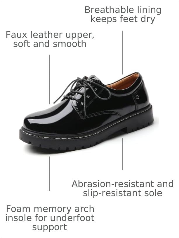 Image of Women Oxford Shoes Plain Toe Lace Up Non-Slip Platform Dress Shoes
