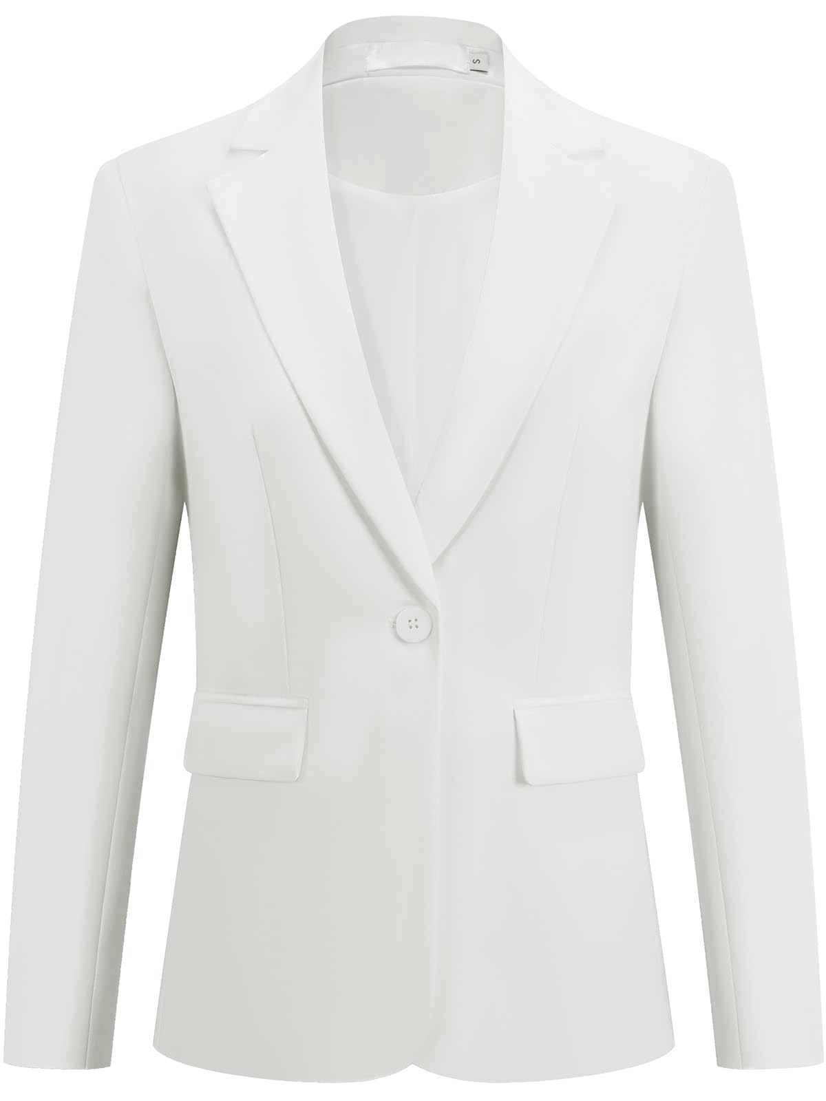 Blazer Femme élégant Business Casual Manches Longues Un Bouton Revers à Rabat Veste de Costume pour Bureau