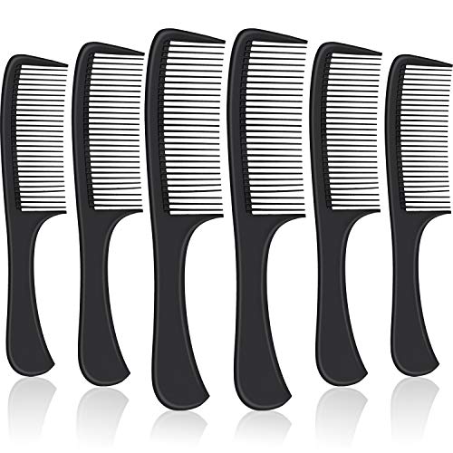 6 Pieces Black Carbon Detangling Hair Comb, Round Handle Comb, Paddle Hair Comb, Handle Carbon Fibre Detangling Comb