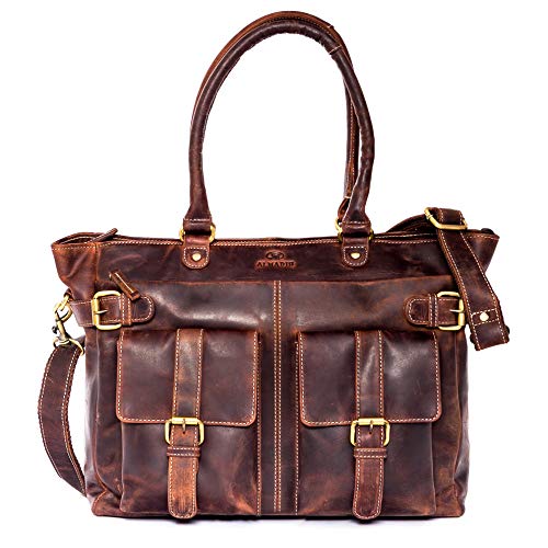 Sac à main cuir véritable ALMADIH : cabas de créateur marron pour femme