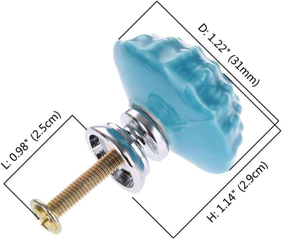 Shell Shape Drawer Cupboard Pulls Handles Wardrobe Drawer Cabinet Door Kitchen Knobs and Handles, Pack of 6 (Blue)