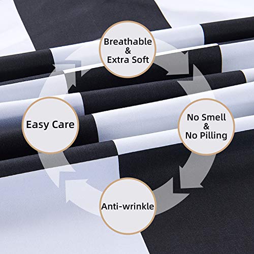Bed Sheet Set 3 Piece -Twin Size-Soft Durable Microfiber Bedding Sheet Set,Deep Pocket,Stain,Fade & Wrinkle Resistant (Plaid Black&White) #TOP5