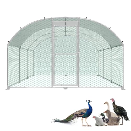 LZQ Enclos pour poulailler, 3 x 4 m, en métal galvanisé, avec toit, résistant à l'hiver et aux intempéries, pour lapins, canards, extérieur, pour petits animaux