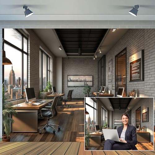 Modern Office Backdrop for Video Conference, Home Business Office Meeting