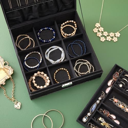 Juvale CM-160531-03 Velvet Jewelry Box Organizer - Lockable 2 Layer Travel Case thumb #1