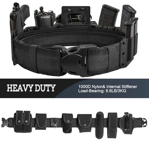 MOZETO Duty Belt, 2" Police Security Nylon Duty Belts Law Enforcement Officer with 2 Key Holder and 4 Belt Keepers3