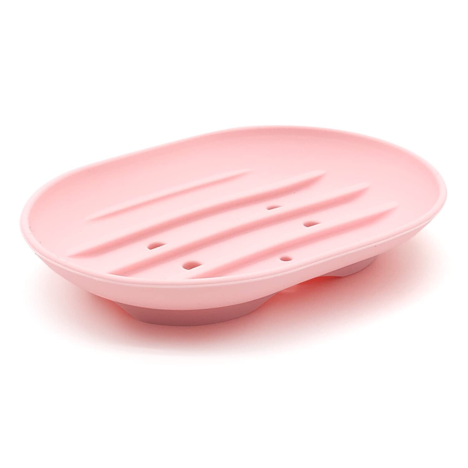 ALLY-MAGICSilicone Soap Dish Self Draining Soap Holder Dry Soap Bar Dish Portable Shower Soap Box for Shower Bathroom Kitchen Counter Top and Travel Y2-GJTYKFZH (Pink)