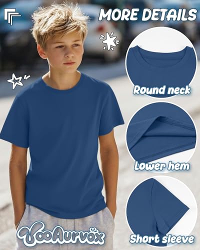4 Pack Boys Short Sleeve Shirts Kids Loose Fit Crewneck T-Shirts Summer Casual Tops Basic Tee for 5-16 Years - Image 6