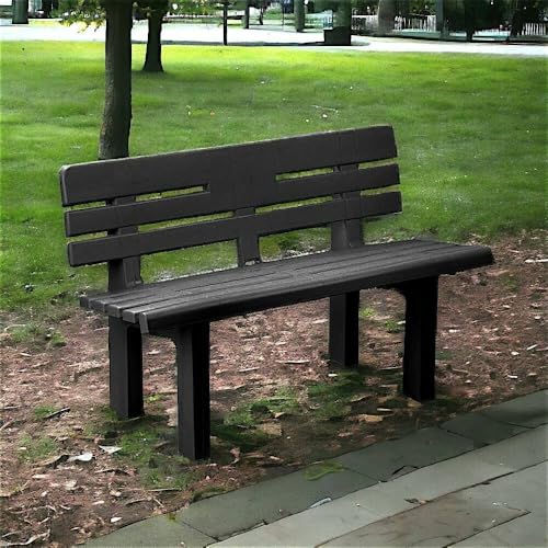 Dmora - Panchina da esterno Marinella, Panca monoblocco da giardino, Panchina outdoor, 100% Made in Italy, 110x52h71 cm, Antracite