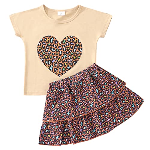 Image of Akyzic Little Girl Skirt Outfit Two Piece Spring Summer Outfit Butterfly Dress Cat Print Skirt Toddler Girl Outfit Set