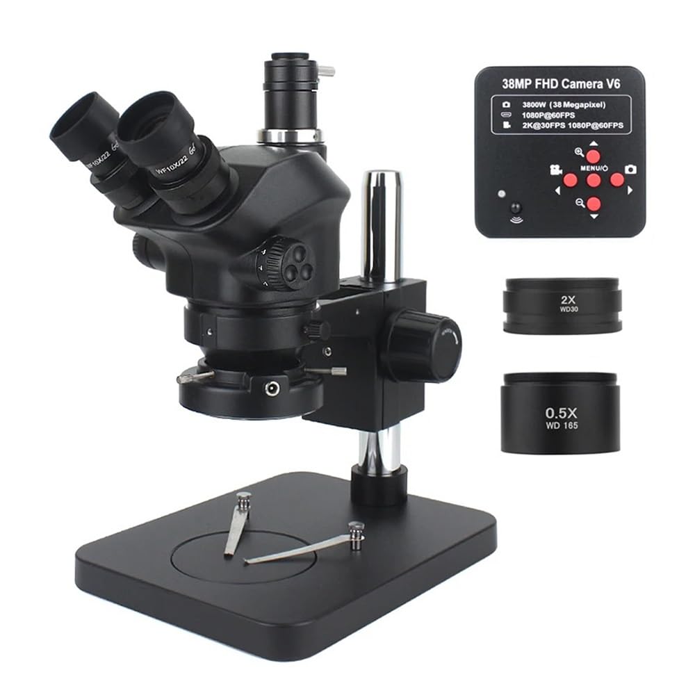 Lab Microscope Slides 1080P 48MP 2K 4K HDMI USB VGA C Mount Video Camera 50X 100X Simul-Focal Stereo Trinocular Microscope Suitable for Phone Soldering PCB Repair Microscope Parts(2K 38MP HDMI USB)