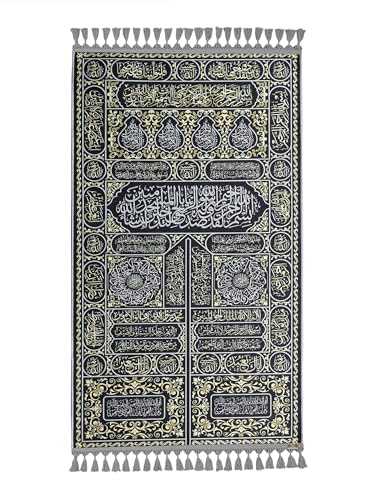 Alfombra de oración turca de diseño islámico y tapiz decorativo negro