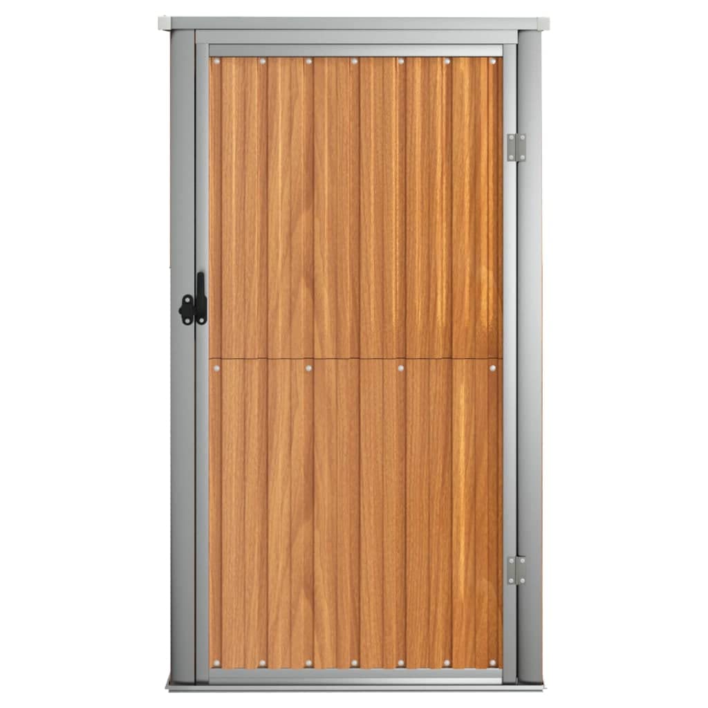 ACAGALA Metall Gerätehaus Geräteschuppen Gartenhaus 88 x 89 x 161 cm, Gartenschrank Wetterfester Metallschuppen für Gartenwerkzeug & Fahrräder - Verzinkter Stahl, Braun