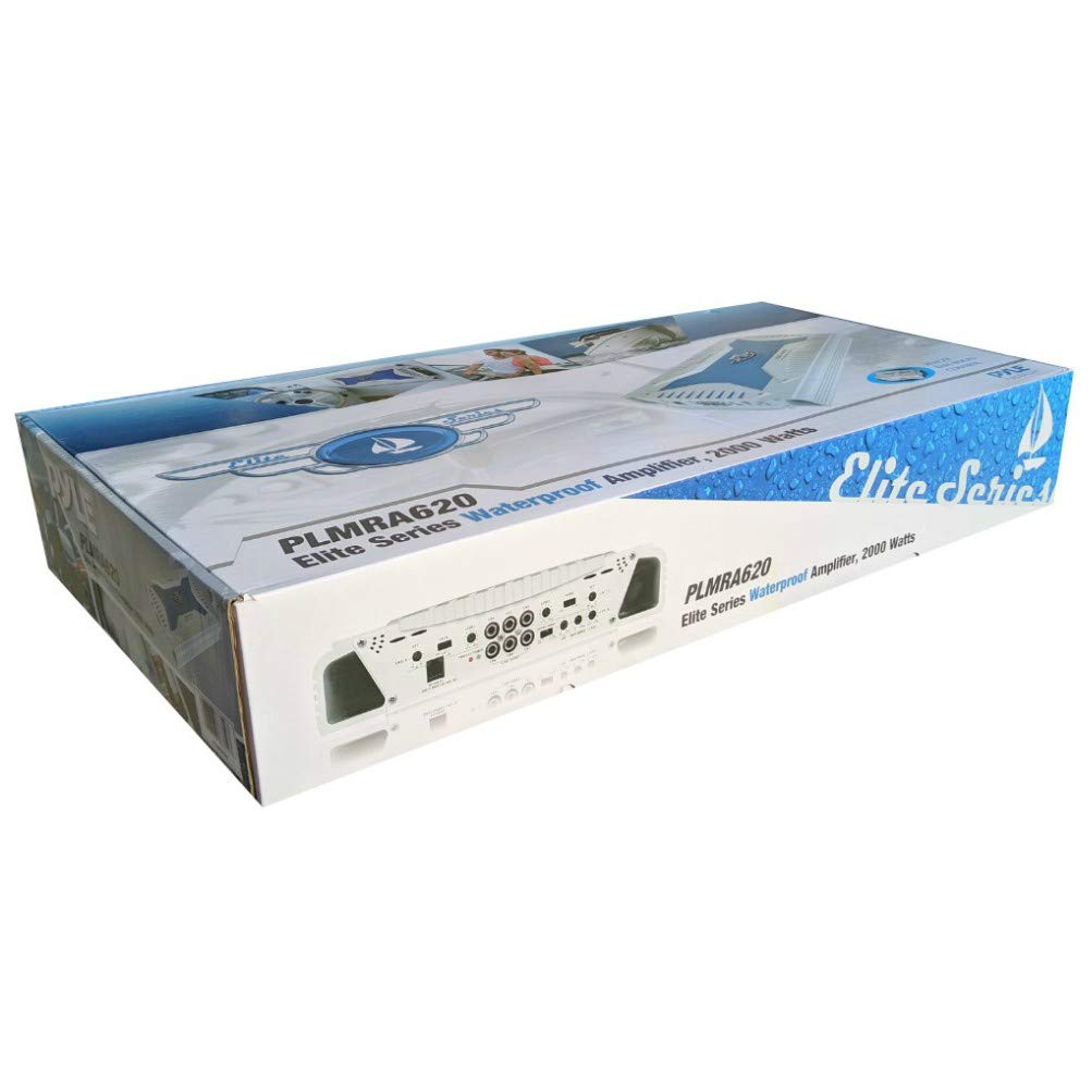 1 amplificatore marino 6 canali compatibile con PYLE PLMRA620 2000 watt max 4x175 + 1x400 watt rms stabile 2 ohm barca bass boost 0 +/- 18 db, 1 pezzo