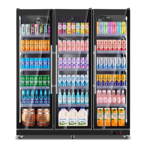 Image of Tylza 3 Glass Door Beverage Display Refrigerator 2100 Can Black