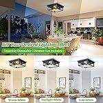 2-Light Industrial Square Flush Mount Ceiling Light, Farmhouse Ceiling Light Fixture for Kitchen, Modern Black Close to Ceiling Light for Hallway Bedroom Balcony Porch Stairway, E26, 2-Pack - Image 5