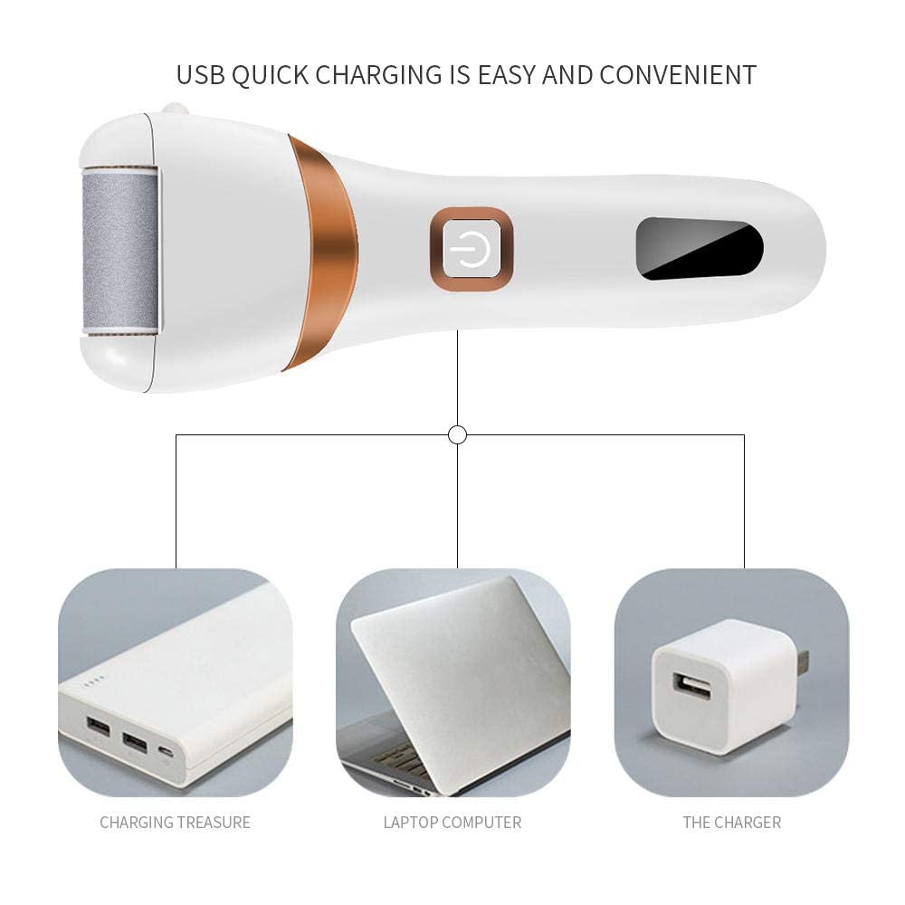 Lima para pies eléctrica Profesional removedor de Callos eléctrico USB Recargable Ipx7 a Prueba de Agua con 3 Cabezales de Rodillos Gruesos para Piel Muerta, Dura y Agrietada, Callos