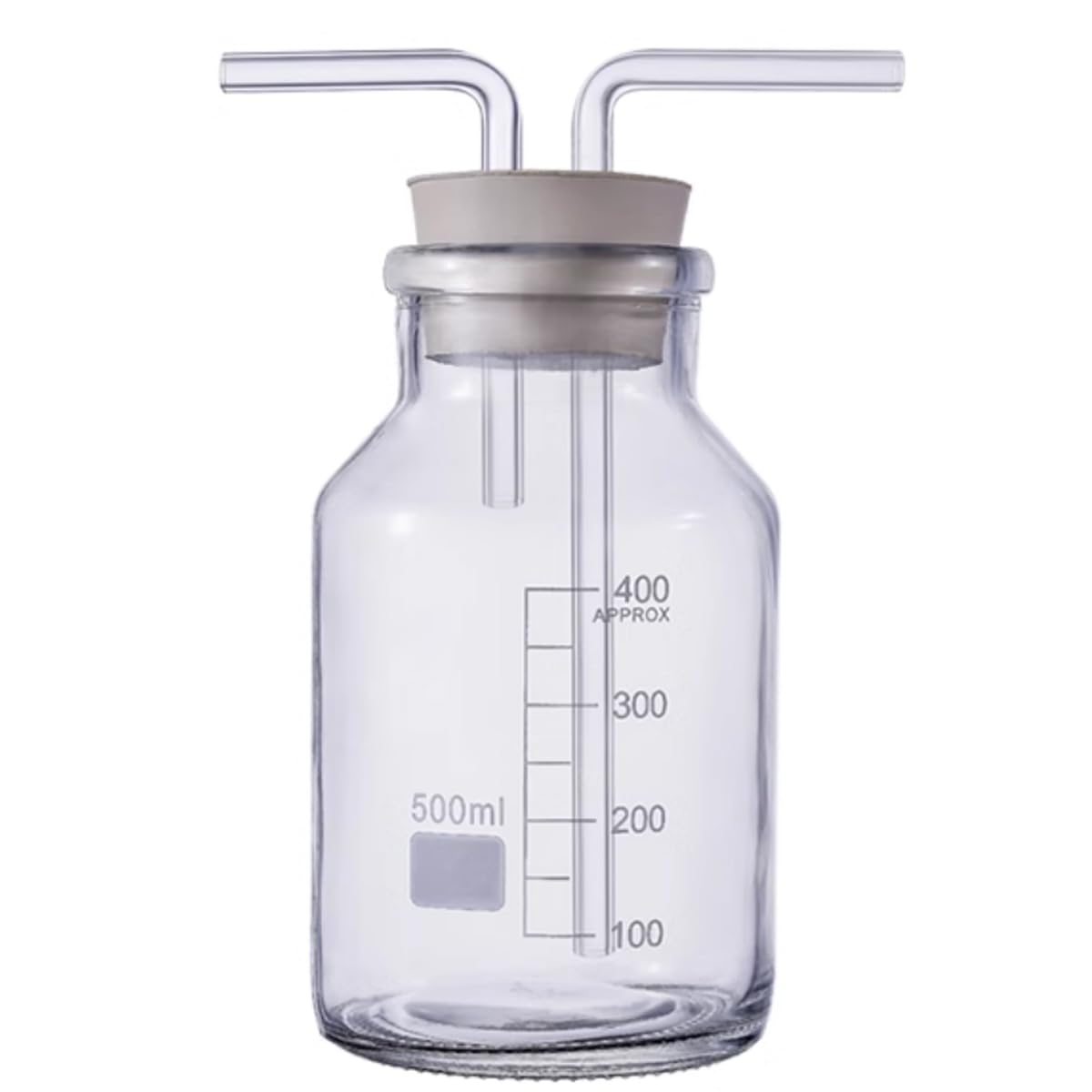 Laborflasche aus Borosilikatglas, abgestufte Gas-Waschflasche, Pufferflasche für Labor, Chemie, Labor, Glaswaren-Set (500 ml)