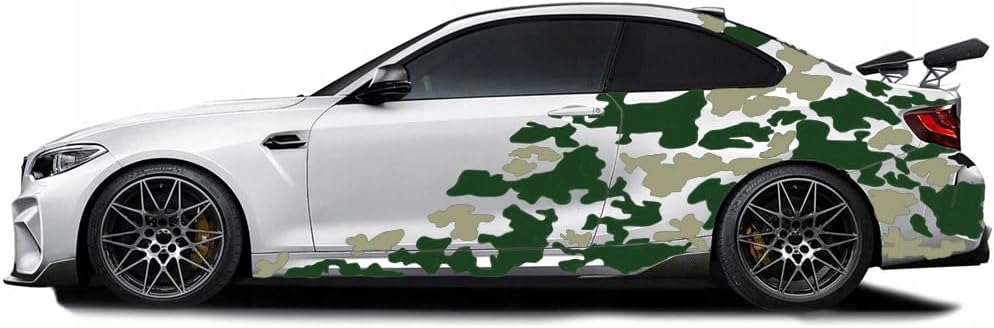 Camouflage Car Decal Camo Car Side Stickers Decals Vinyl Wrap Camo Print Decals 78.7x11.8inchesGreen