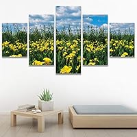 SIGNWIN 5 Panel Canvas Wall Art Modern Art Bohemian Bouquet Colorful Cool Floral Group Multicolor Photography Realism for Home Decorations Ready to Hang - 60